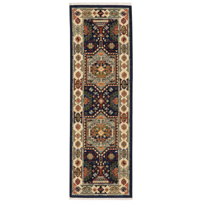 Tapis bleu / ivoire Oaklynn