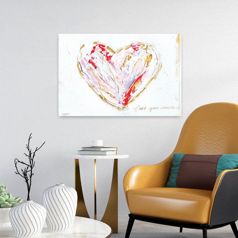 «Love You More Heart I», art contemporain abstrait, 24" H x 16" W