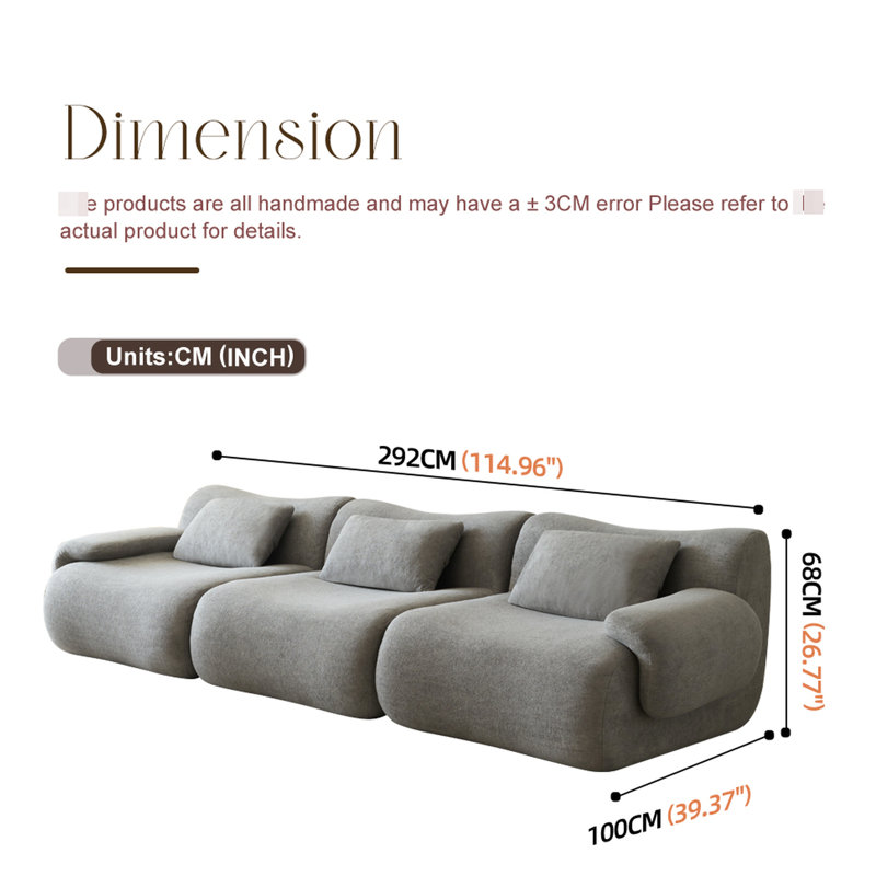 Gris modulaire compressé modulaire 3, moderne et confortable avec une éponge à haute densité 33d pour socialiser la chambre à coucher, l'espace, le tissu, la protection quadruple de l'enceinte en gris, la chambre à coucher design, l'éponge, la qualité