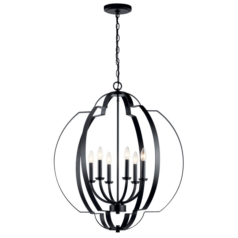  Lustre géométrique 6 lumières façon bougie, Noir