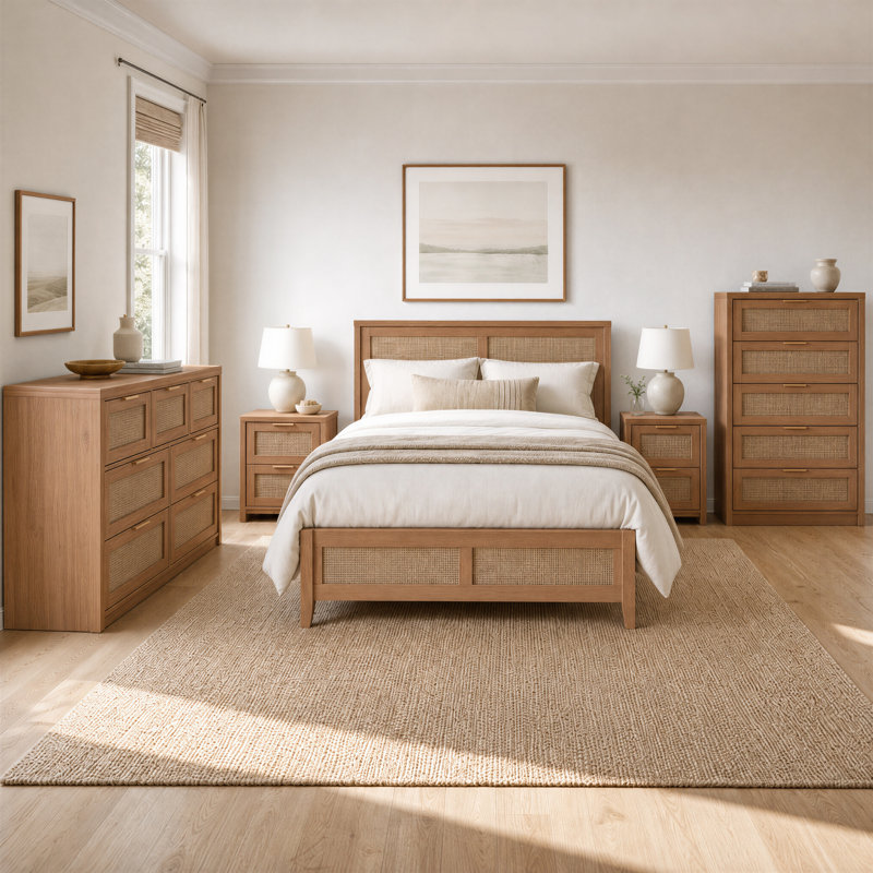 134 cm W Chest of 7 Drawers, Natural Oak