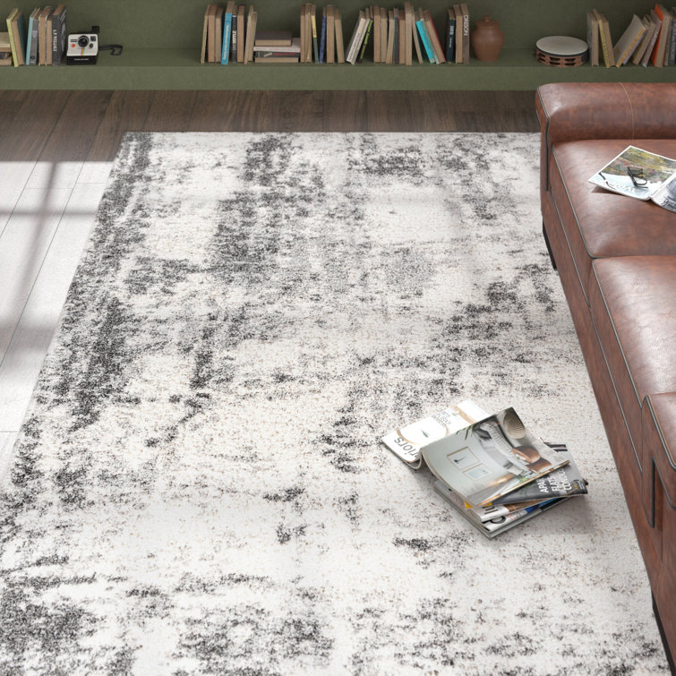 Myndi Machine Woven Abstract Cream/Gray Area Rug