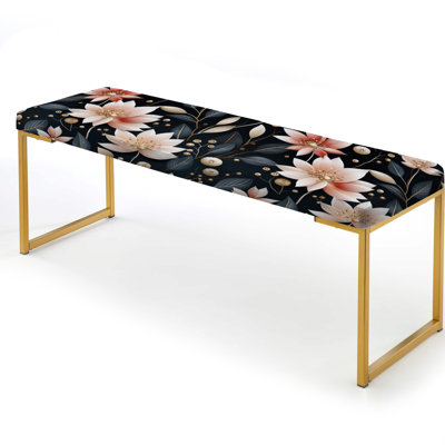 Floral Upholstered Gold Bench