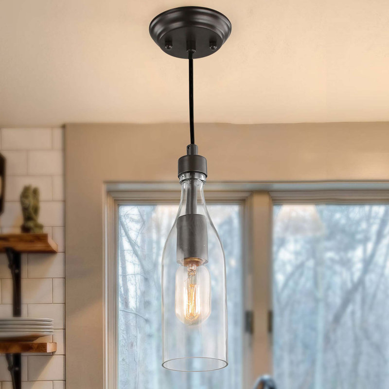 Luminaire suspendu cylindrique à 1 lumière avec accents en fer forgé Temescal
