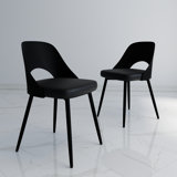 19''H Modern PU Leather Upholstered Side Dining Chair with Cutout Back Design