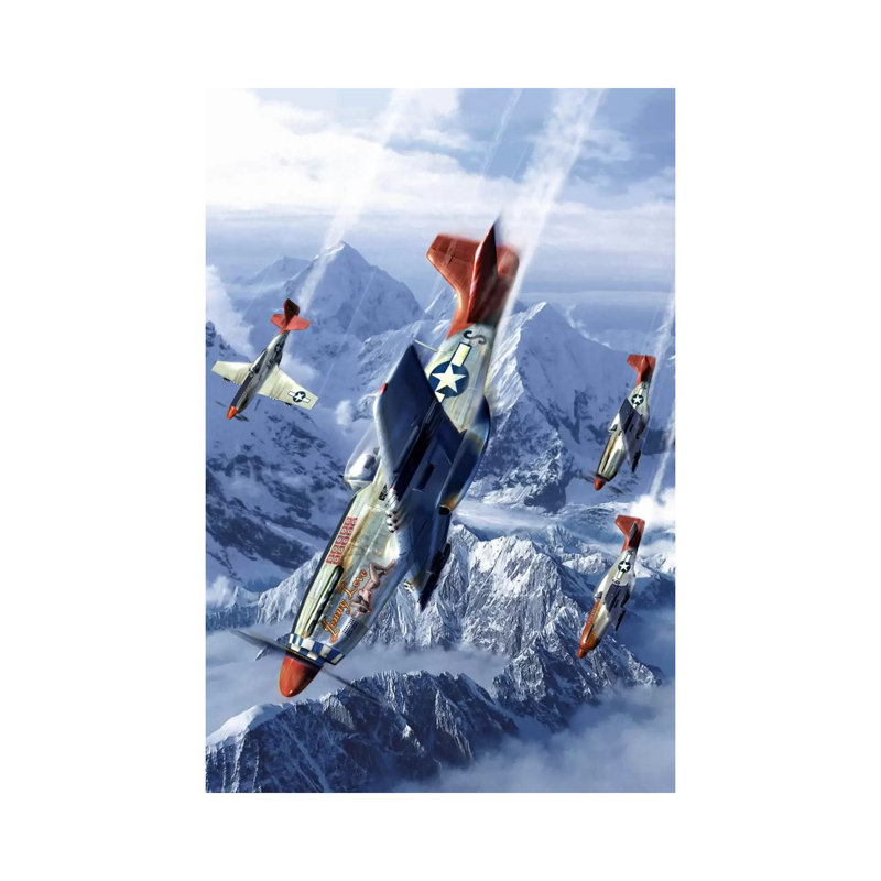 Tuskegee Airmen Flying Near The Alps In Their P-51 Mustangs by Kurt Miller - Wrapped Canvas Print