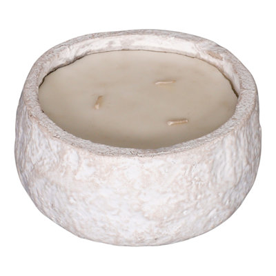 Antique Lemongrass Scented Candle for Living Room & Bedroom Decor - Decorative Accent for Modern Coffee Table or Bookshelf Styling - 7", Ivory & White
