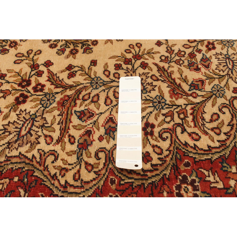 Tapis unique noué à la main style années 1990 de 6 pi 5 po x 9 pi 10 po Flude - jaune / brun / crème