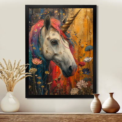 Blanc, rose, pays des merveilles, licornes II - licornes, art mural, salon