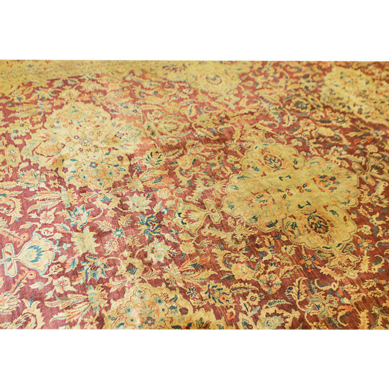 Hand Knotted Wool Area Rug in Red And Green