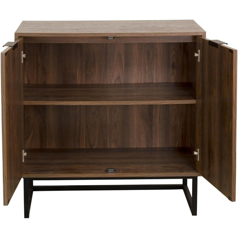 Buffet Modern Modern, noyer rustique avec base en métal noir