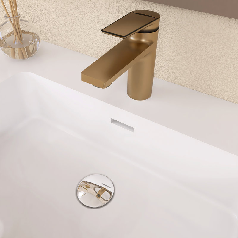 Siglind 29.9'' Single Bathroom Vanity with Solid Surface Top, White, Oak