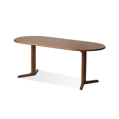 Walnut Color Oval Solid Wood Dining Table