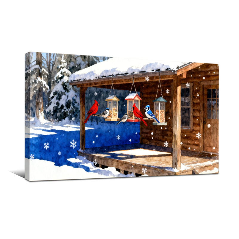 Scène de neige en hiver, H 16 po x l 32 po