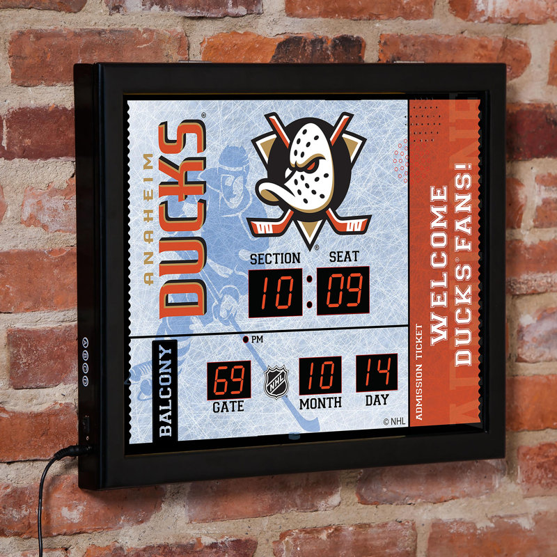 Horloge murale Anaheim Ducks, Sport Team Anaheim Ducks, Blanc / noir / orange