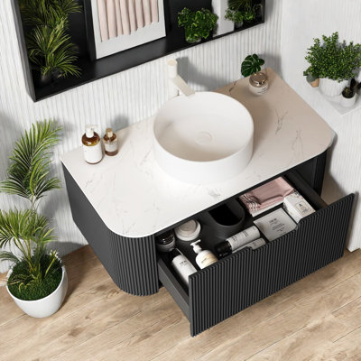 Meuble-lavabo et lavabo flottant 36 po Durable