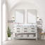 Meuble-lavabo double en chêne blanc 60 po X P 22 po D, comptoir en marbre de Carrare, ensemble de robinet et Miroirs-118024562