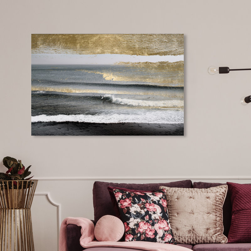 « beach landscape », peinture sur toile, H 24 po x l 36 po x P 1,5 po