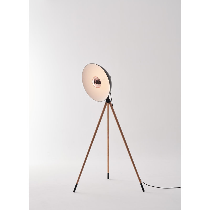 Apollo 74'' Floor Lamp, Black/Beech Wood