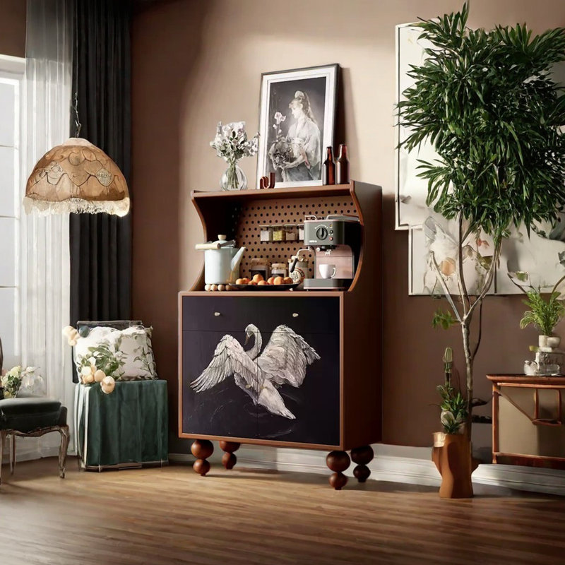 Modern art multi-purpose accent cabinet, Nut-Brown
