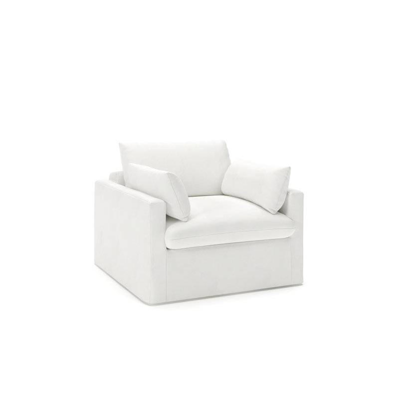 Chaise et demi Luna, Blanc sergé décoloré classique