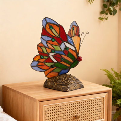 Lampe de table en forme de papillon de style Tiffany - culot E26 / avec prise us