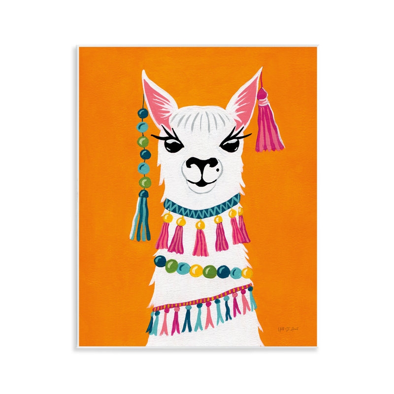  "Festive Llama Portrait", art mural sur toile par Yvette St. Amant