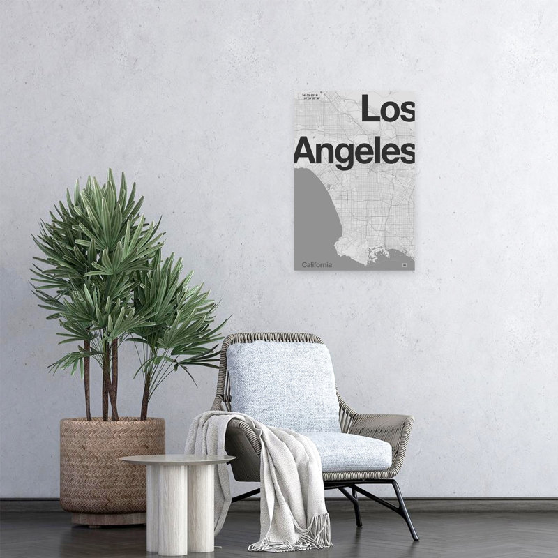 Los Angeles California Map Contemporary Wall Art Print, 60.96cm H x 40.64cm W