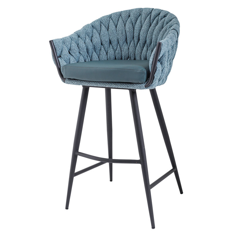 Upholstered Counter Stool with Metal Frame