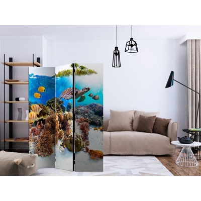 Hamad 135cm W x 172cm H 3 - Panel Solid Wood Folding Room Divider