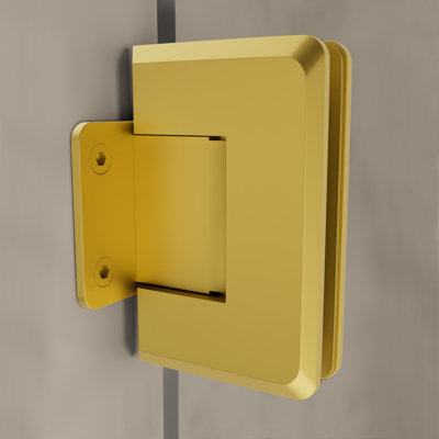Adjustable Glass To Wall Mount Shower Door Hinge 3/8" and 1/2" Glass Thickness With Short Back Plate Type Satin Brass Finish