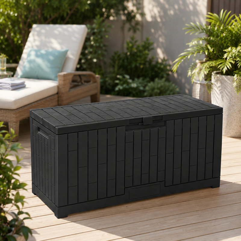 Edrosie Inc 53'' W 120 Gallons Water Resistant Resin Lockable, Black