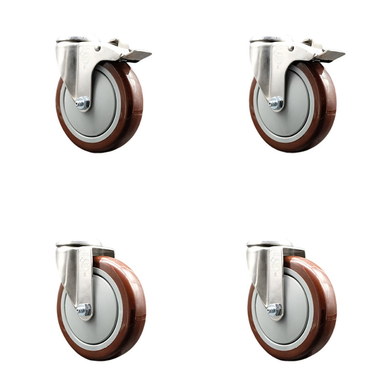 Roulettes pivotantes, Marron, H 5 po x l 5 po