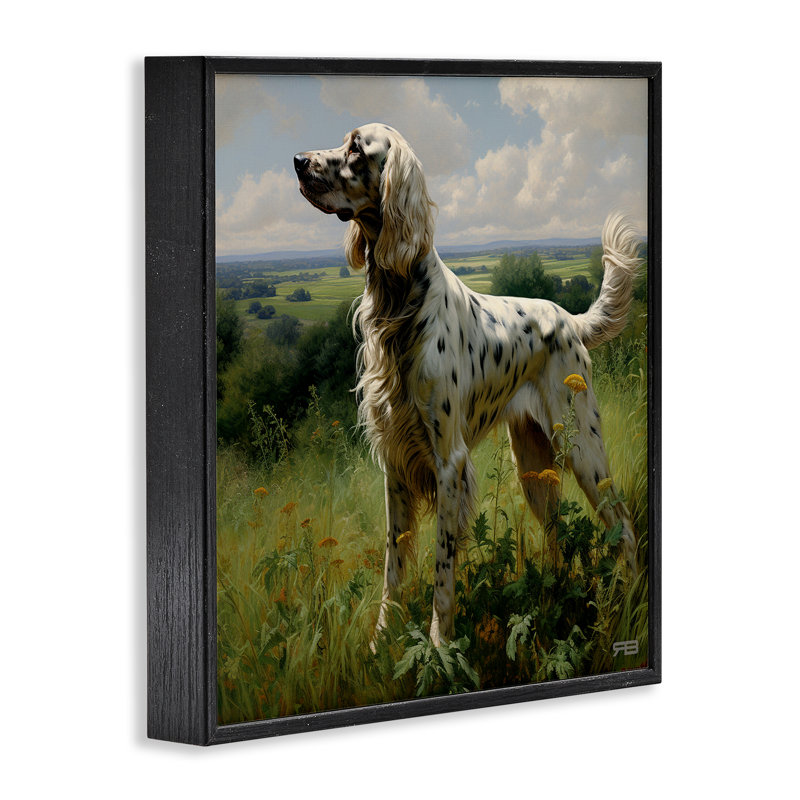 Art dalmatien en campagne par estampe numérique par Roozbeh Bahramali, Giclée encadrée noir minuit, H 12 po x l 12 po