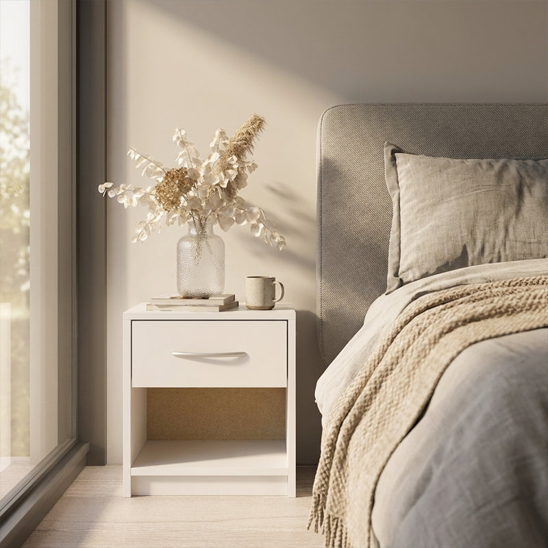 Vivette 15.2" Nightstand with Matte Finish, White