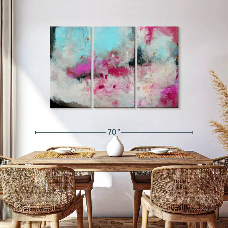 Avery - Abstraction rose et bleue I, H 36 po x l 57 po