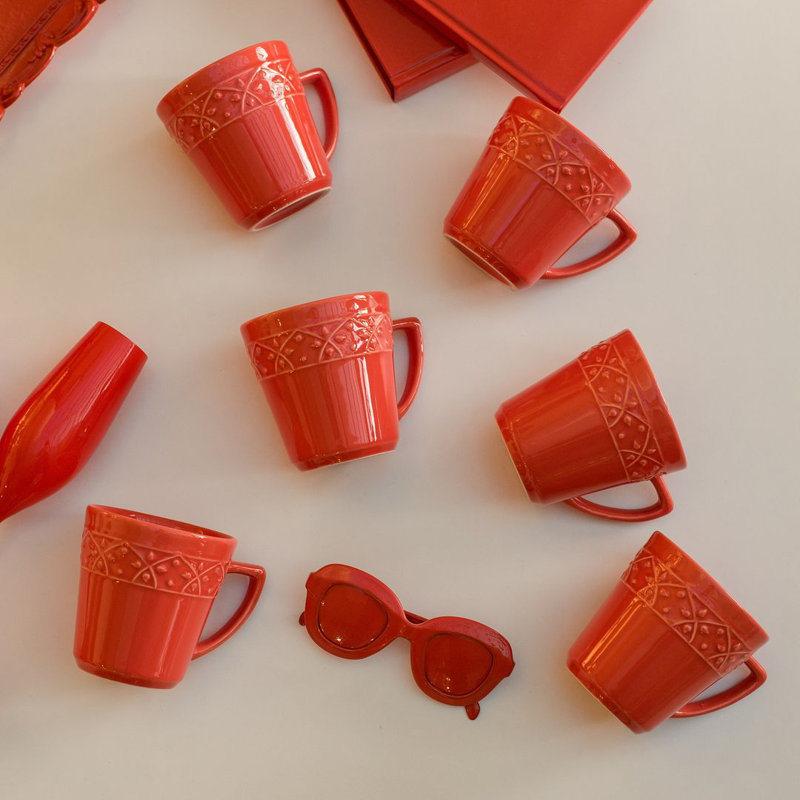 Mendi Earthenware Coffee Mug, Coral