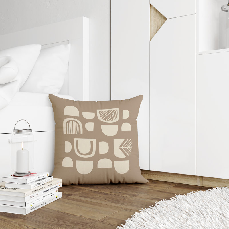Jeté carré en polyester intérieur / extérieur, Beige, L 19 po x H 19 po