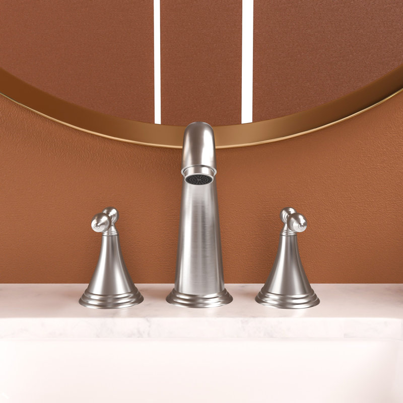 Robinet de salle de bain surdimensionné avec bonde escamotable et 2 conduites d'alimentation en eau, Nickel brossé