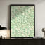 Branches de saule abstraites modernes avec feuilles vertes, motif complexe, style illustration botanique. Art mural 24 "x 36" avec cadre en bois noir