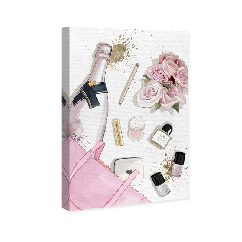 «Fashion and Glam Oh, My Bag Glam», reproduction d'art sur toile rose, H 24 po x l 16 po x P 0,8 po