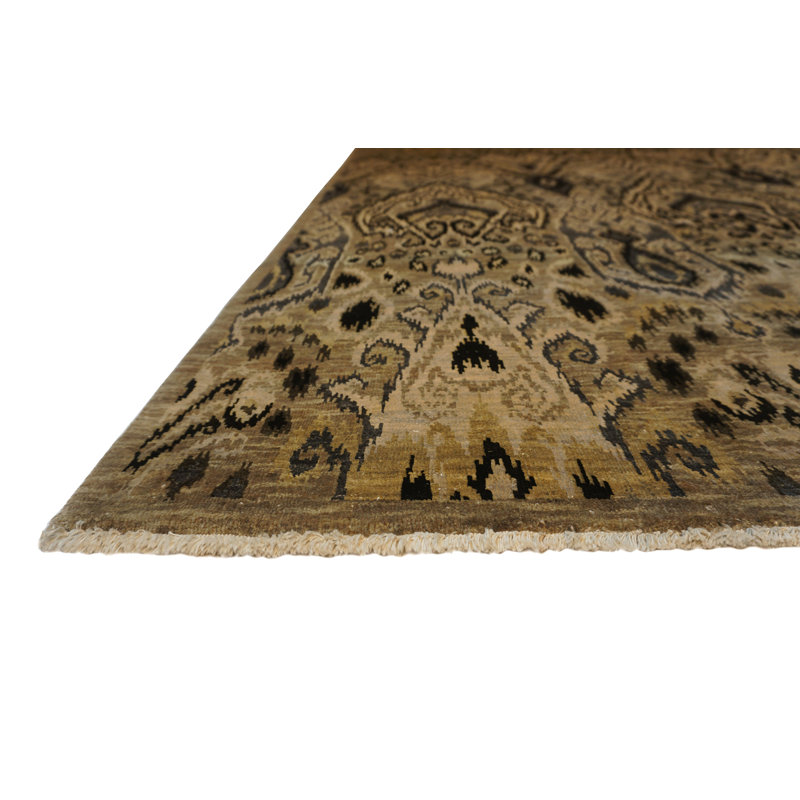 Jazz Hand Knotted Silk Area Rug in Brown, Rectangle 9' x 12'