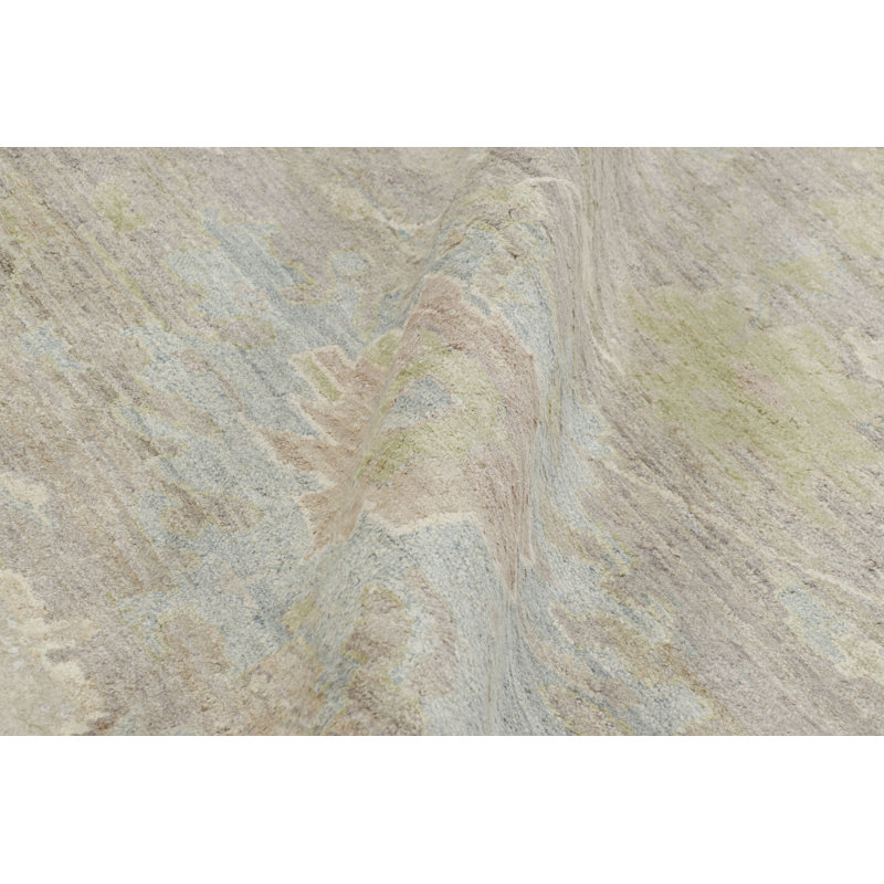 Rug & Kilim’S Oushak Style Rug In Beige And Green With Floral Patterns