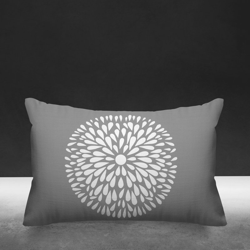 Coussin Pheobe, gris, 14 po x 20 po, Rectangle