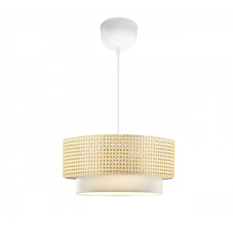 Lustre beige en rotin 27,6 po x 11,8 po | Élégant capuchon en rotin, culot E27 de 40 W maximum (ampoule non incluse) | Idéal pour le salon, la salle à manger et le vestibule, design élégant et contemporain, 220 à 240 V, IP20