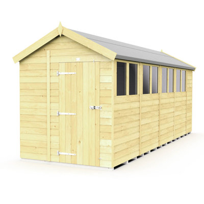 6ft x 19ft Apex Shed - Single Door with Windows