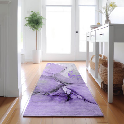 Premium Machine Washable Cerrito AMF506 Purple Rug