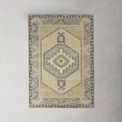 Fletcher Light Blue Beige Oriental Rug