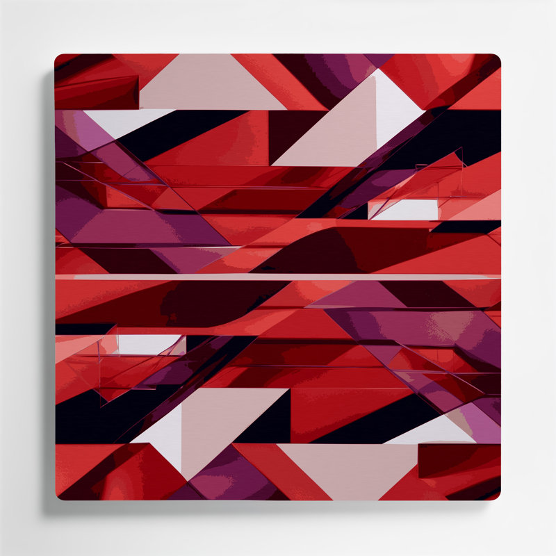 «Geometric Abstraction 75», art mural en métal rouge, H 16 po x l 16 po