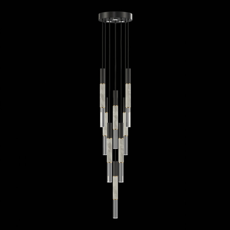 Antonia 11 - Light LED Cluster Pendant, Standard Black Iron/Brass